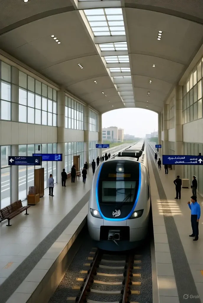 قطار الدمام في محطة الدمام للقطار، ركاب يصعدون إلى قطار سريع نحو الرياض عبر الأحساء وبقيق، خدمات ركاب قطار الدمام في محطة المنطقة الشرقية